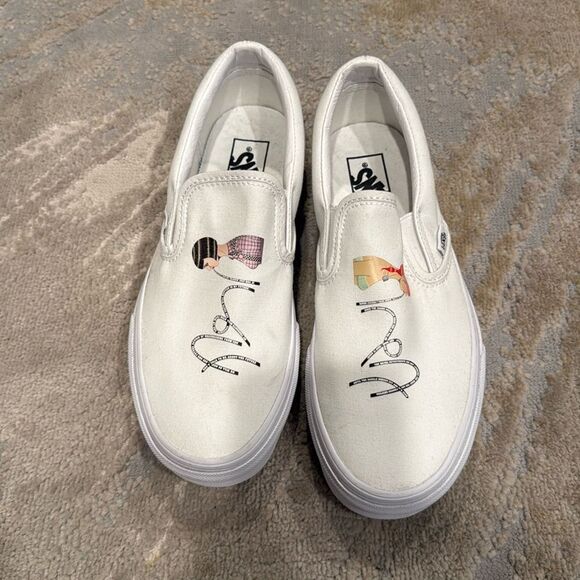 Vans Shoes - Custom vans white sneaker with cool design on top women’s size 8.5 NWOT